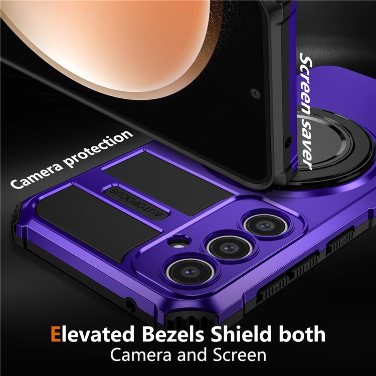 For Samsung Galaxy S23 FE Case Compatible with MagSafe Rotary Kickstand Anti-Drop TPU+PC Phone Cover - Purple