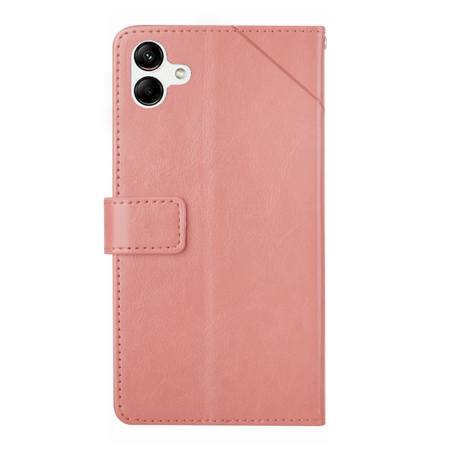 HT01 For Samsung Galaxy A06 Case Leather Phone Cover Y-Shaped Lines Imprint - Pink