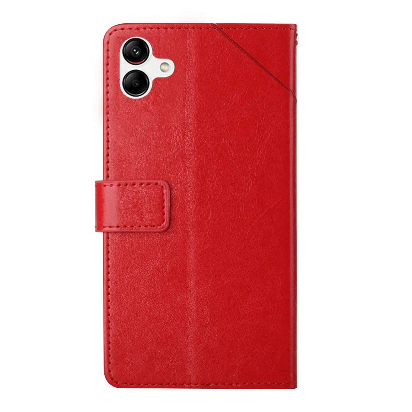 HT01 For Samsung Galaxy A06 Case Leather Phone Cover Y-Shaped Lines Imprint - Red