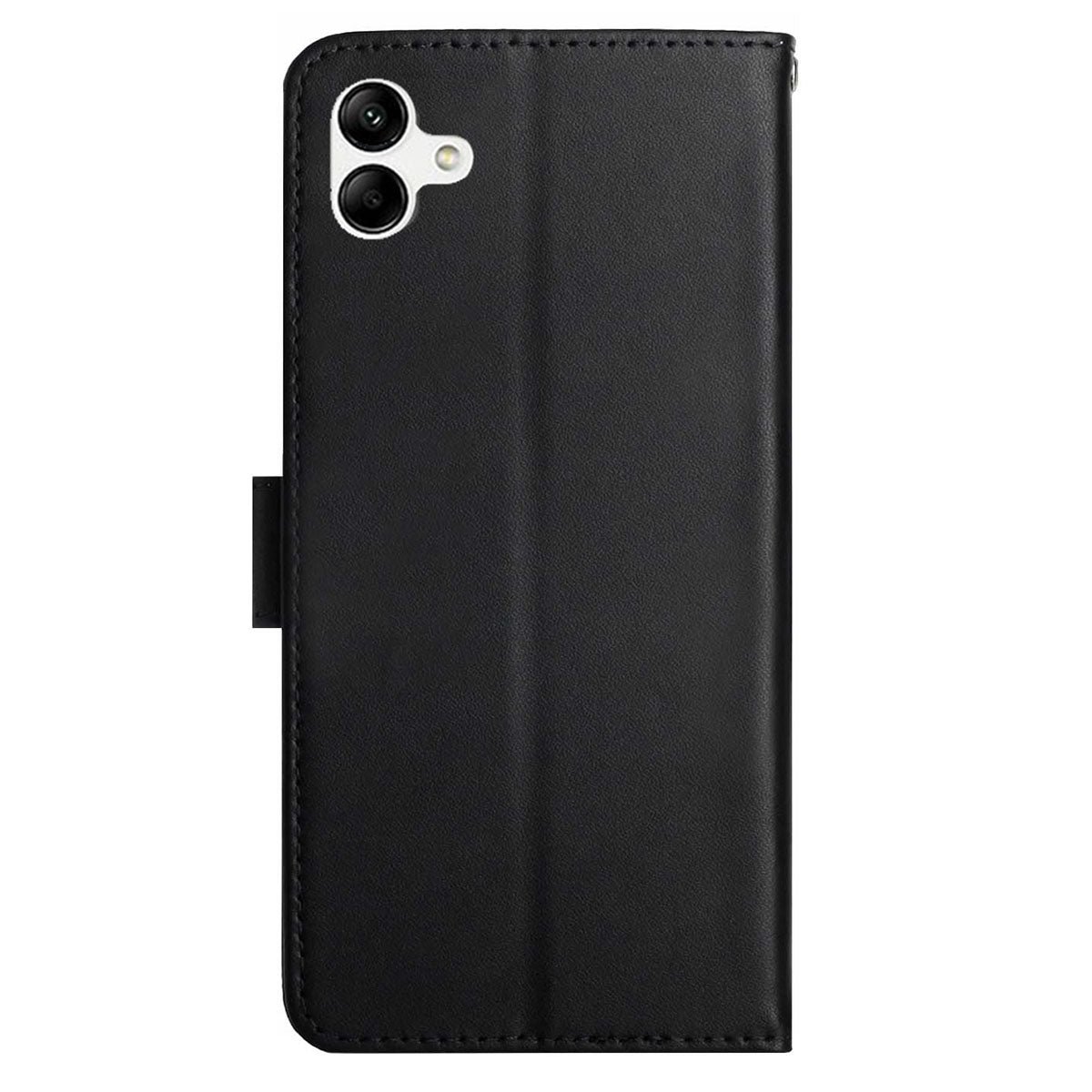 HT02 For Samsung Galaxy A06 Case Nappa Texture Genuine Cow Leather Phone Cover - Black