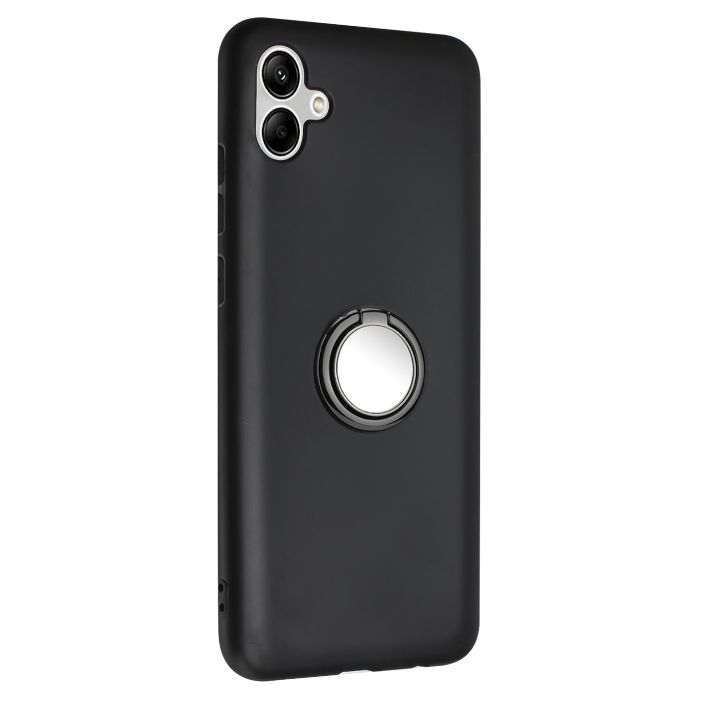 For Samsung Galaxy A06 Case Ring Kickstand Matte Soft TPU Phone Cover - Black