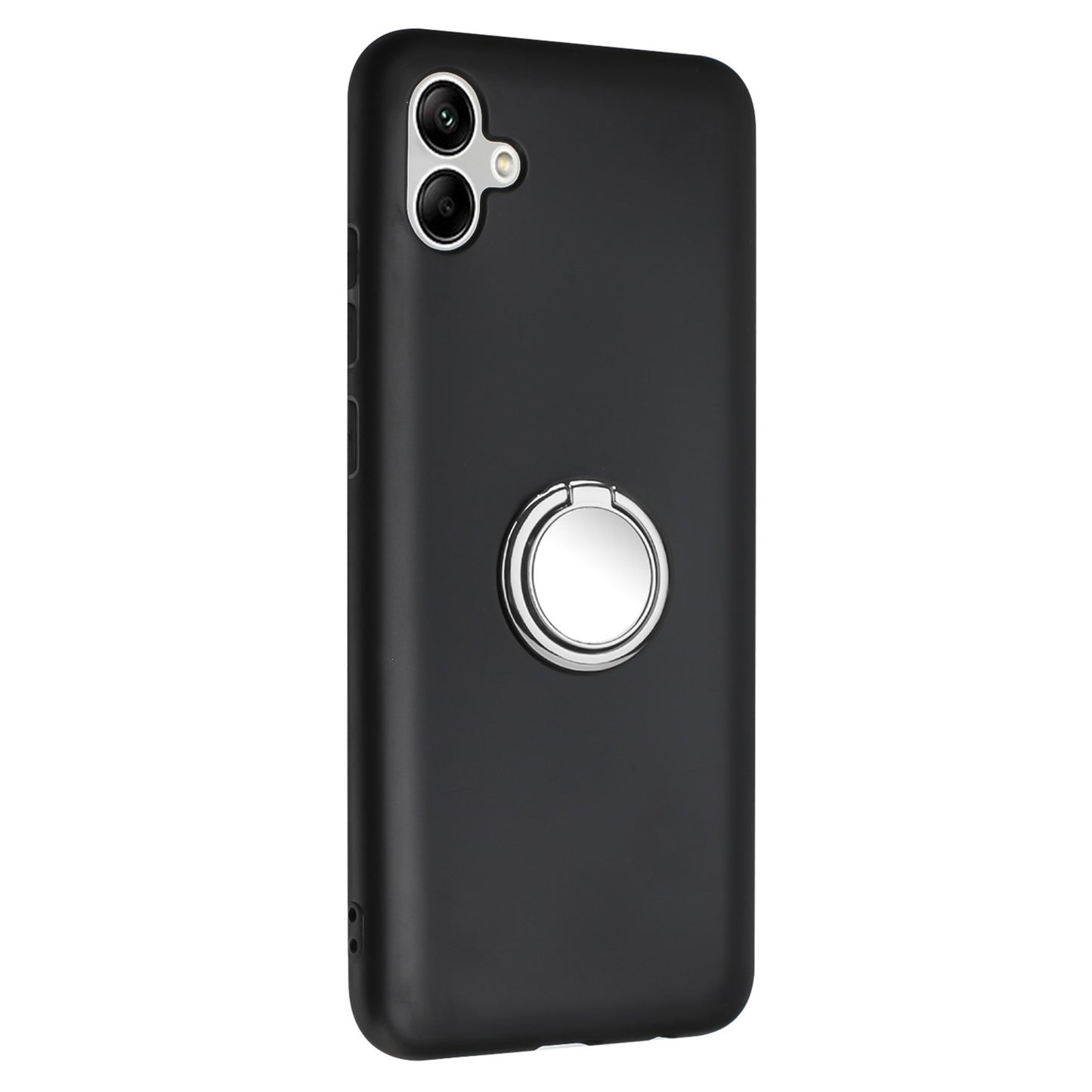 For Samsung Galaxy A06 Case Ring Kickstand Matte Soft TPU Phone Cover - Silver