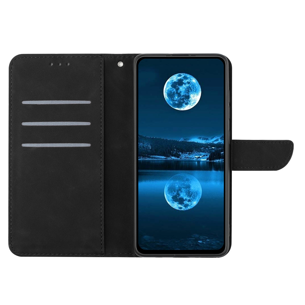 HT05 For Samsung Galaxy A06 Case Skin-Touch Lines PU Leather Phone Cover - Black