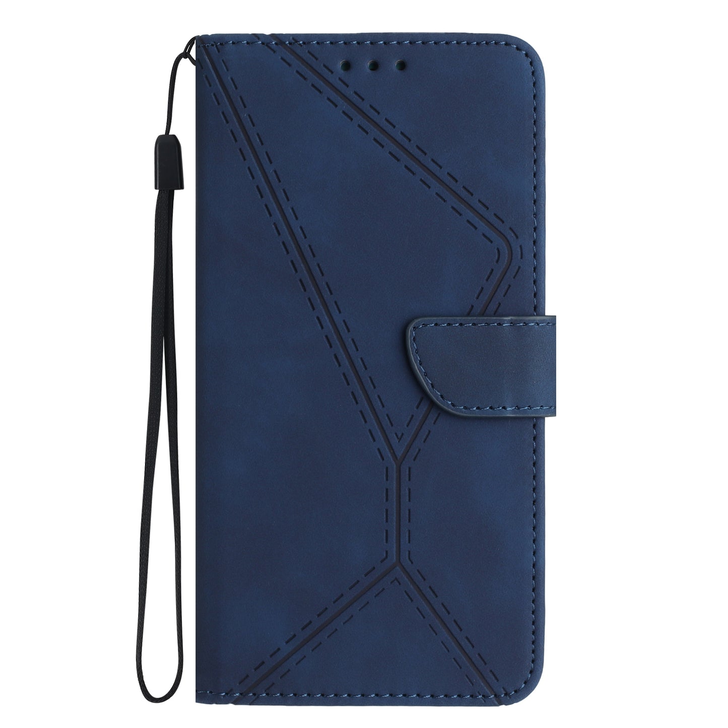 HT05 For Samsung Galaxy A06 Case Skin-Touch Lines PU Leather Phone Cover - Blue
