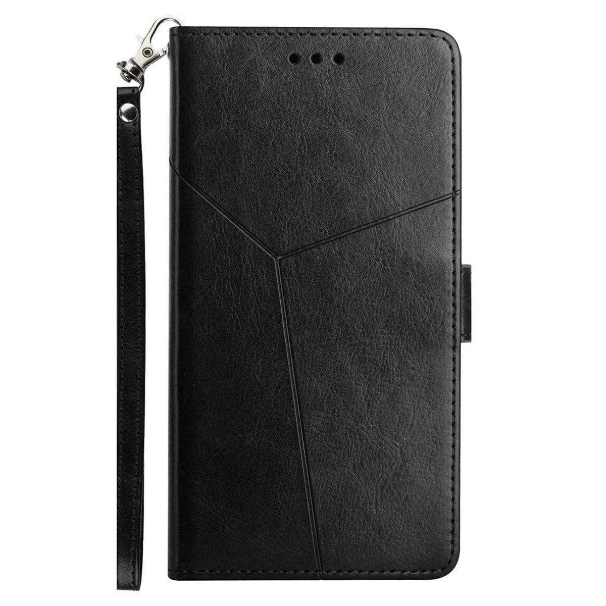HT01 For Samsung Galaxy A16 5G / A16 4G Case Y-Shaped Lines Imprint Leather Phone Cover - Black