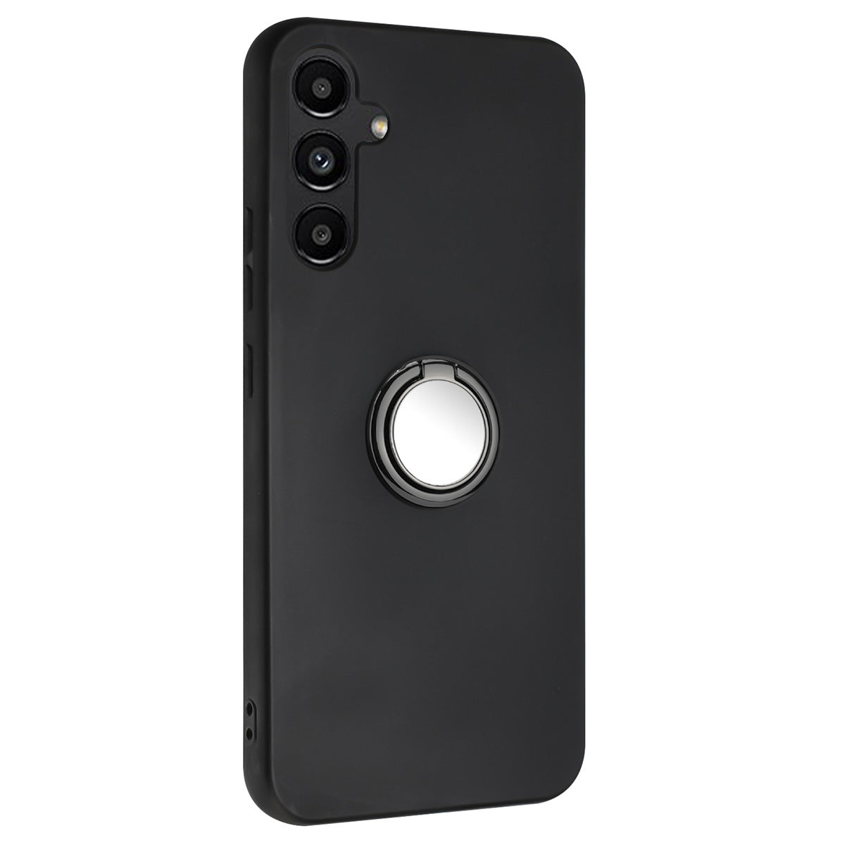 For Samsung Galaxy A16 5G / A16 4G Matte Case Ring Kickstand Soft TPU Phone Cover - Black