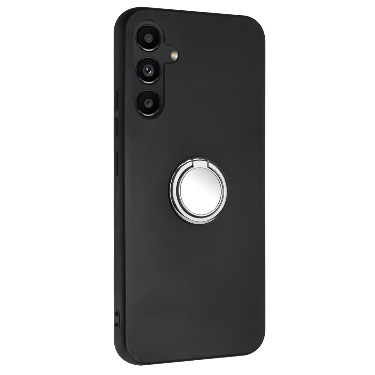 For Samsung Galaxy A16 5G / A16 4G Matte Case Ring Kickstand Soft TPU Phone Cover - Silver