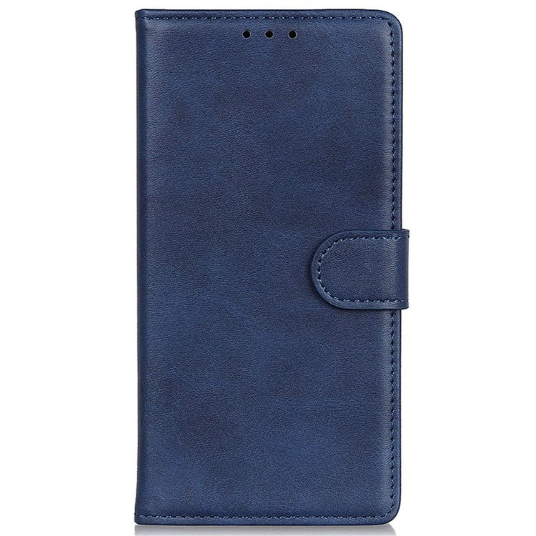 For Samsung Galaxy M35 5G Stand Wallet Case Cowhide Texture Leather Phone Cover - Blue