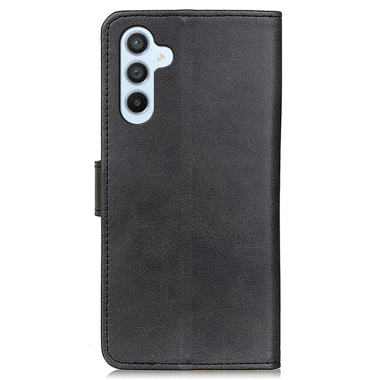 For Samsung Galaxy M35 5G Stand Wallet Case Cowhide Texture Leather Phone Cover - Black