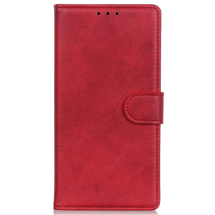 For Samsung Galaxy M35 5G Stand Wallet Case Cowhide Texture Leather Phone Cover - Red