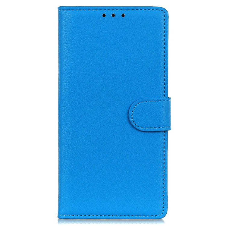 For Samsung Galaxy M35 5G Wallet Case PU Leather Phone Cover Litchi Texture - Blue