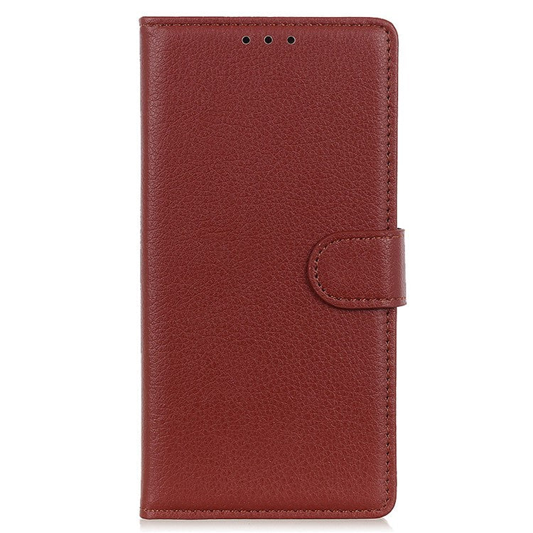 For Samsung Galaxy M35 5G Wallet Case PU Leather Phone Cover Litchi Texture - Brown
