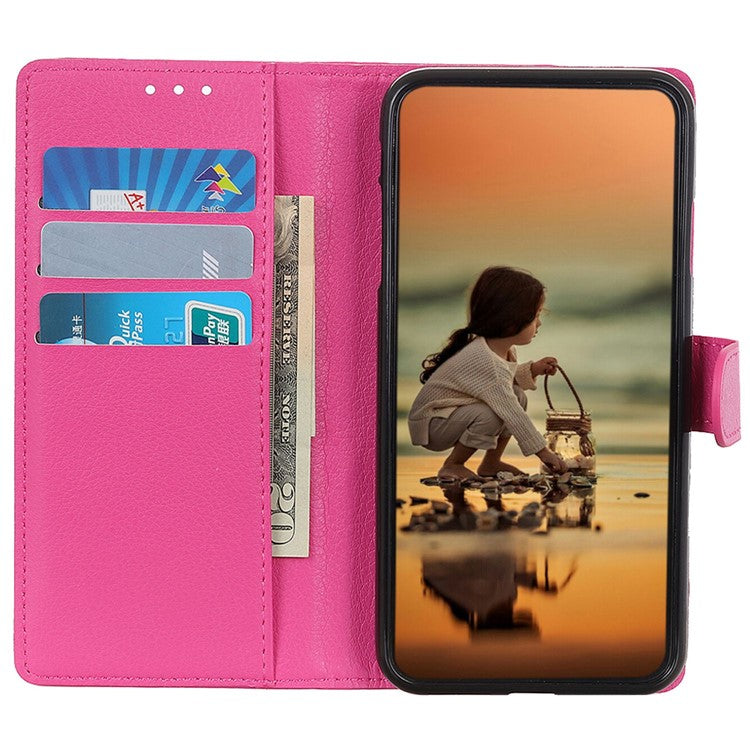 For Samsung Galaxy M35 5G Wallet Case PU Leather Phone Cover Litchi Texture - Rose