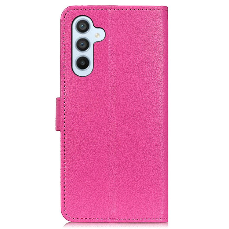 For Samsung Galaxy M35 5G Wallet Case PU Leather Phone Cover Litchi Texture - Rose