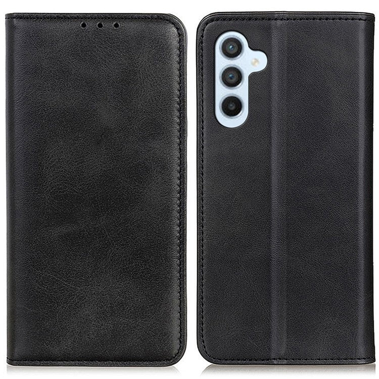For Samsung Galaxy M35 5G Case Split Leather Flip Wallet Phone Cover - Black