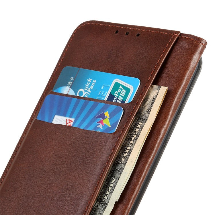 For Samsung Galaxy M35 5G Case Split Leather Flip Wallet Phone Cover - Coffee