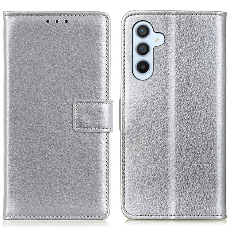 For Samsung Galaxy M35 5G Case Card Slots PU Leather Flip Stand Phone Cover - Silver