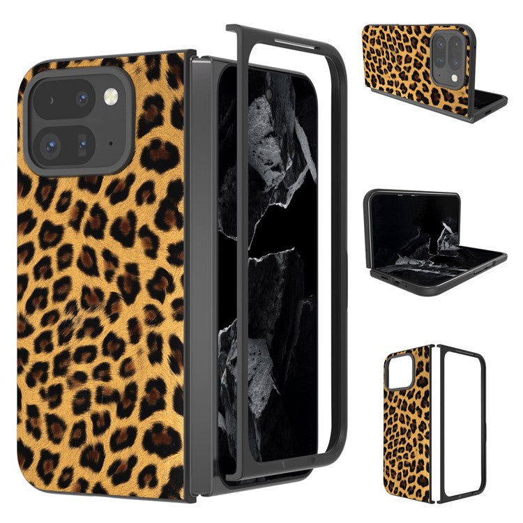 For Google Pixel 9 Pro Fold 5G Case Leopard Pattern PU+PC Phone Cover - Gold