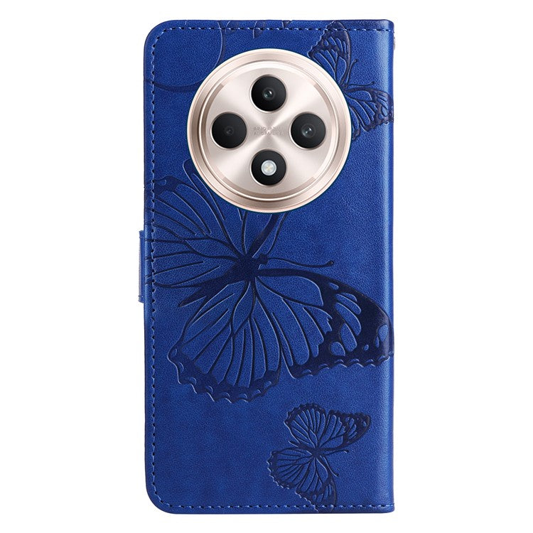 KT Imprinting Flower Series-2 For Oppo Reno12 F 4G Case Wallet Flip Leather Butterfly Phone Cover - Blue