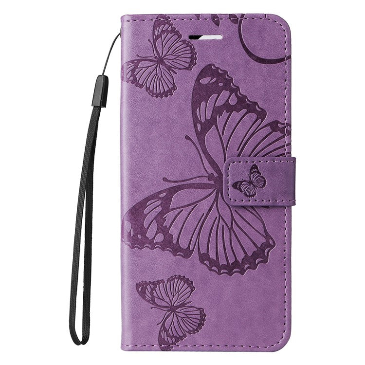 KT Imprinting Flower Series-2 For Oppo Reno12 F 4G Case Wallet Flip Leather Butterfly Phone Cover - Light Purple