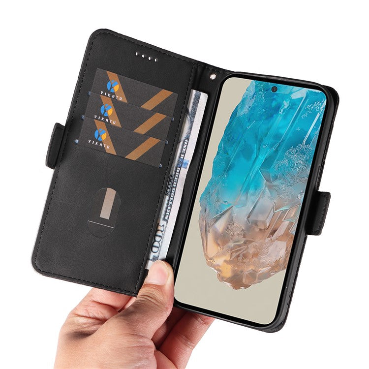For Samsung Galaxy M35 5G Case Leather Folio Wallet Phone Cover Rhombus Lattice - Black