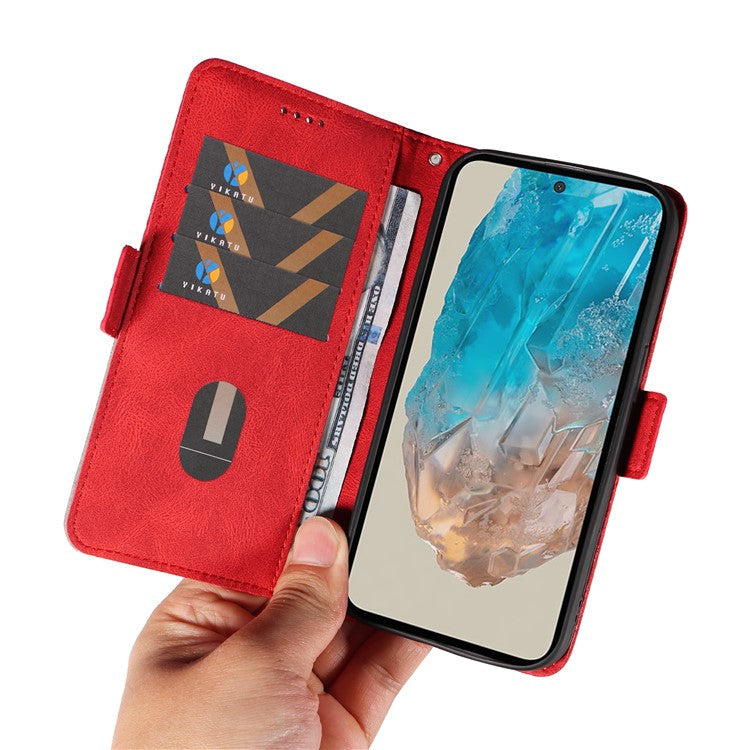 For Samsung Galaxy M35 5G Case Leather Folio Wallet Phone Cover Rhombus Lattice - Red