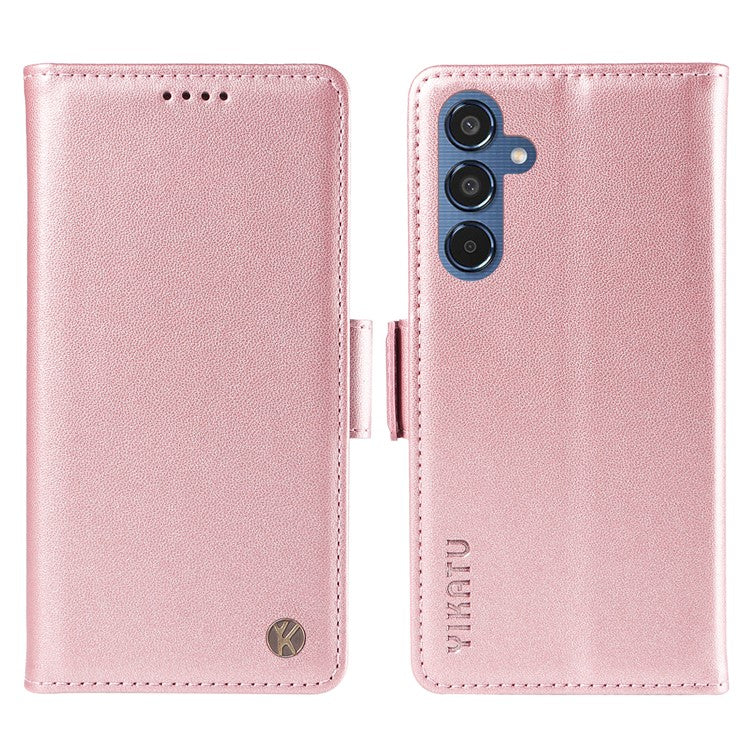 YIKATU YK-003 For Samsung Galaxy M35 5G Case Flip Wallet Shockproof Leather Phone Cover - Rose Gold