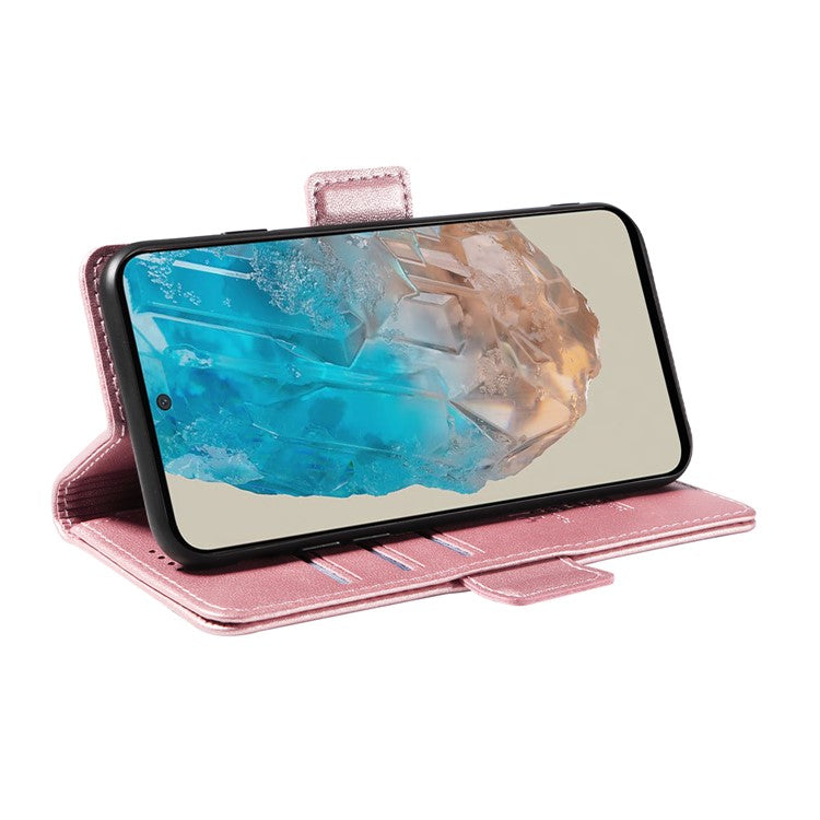 YIKATU YK-003 For Samsung Galaxy M35 5G Case Flip Wallet Shockproof Leather Phone Cover - Rose Gold
