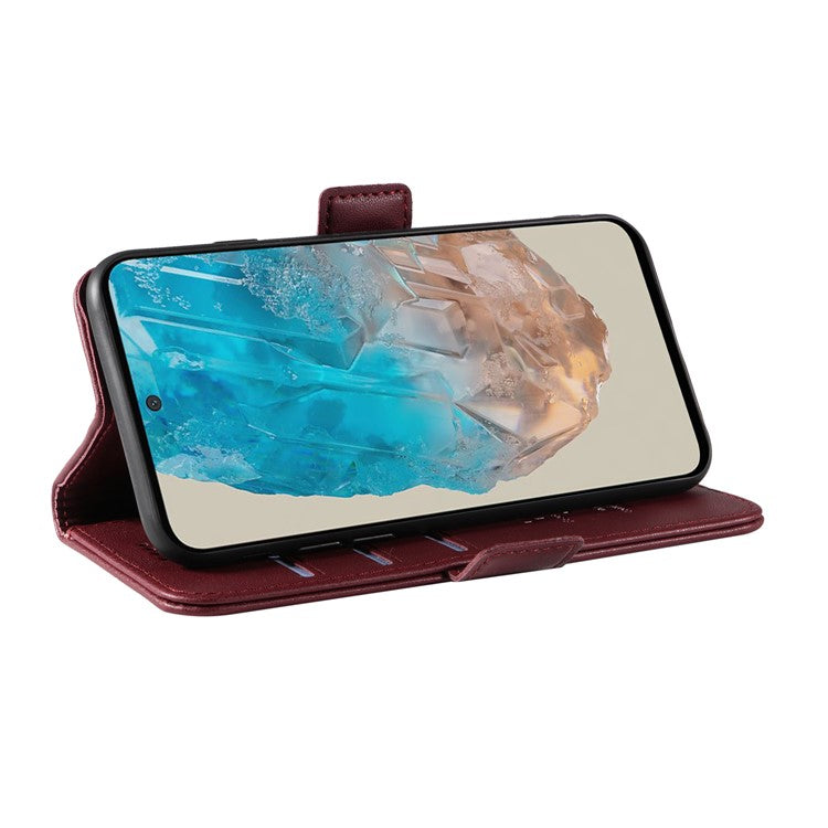 YIKATU YK-003 For Samsung Galaxy M35 5G Case Flip Wallet Shockproof Leather Phone Cover - Wine Red