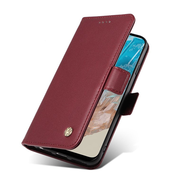 YIKATU YK-003 For Samsung Galaxy M35 5G Case Flip Wallet Shockproof Leather Phone Cover - Wine Red