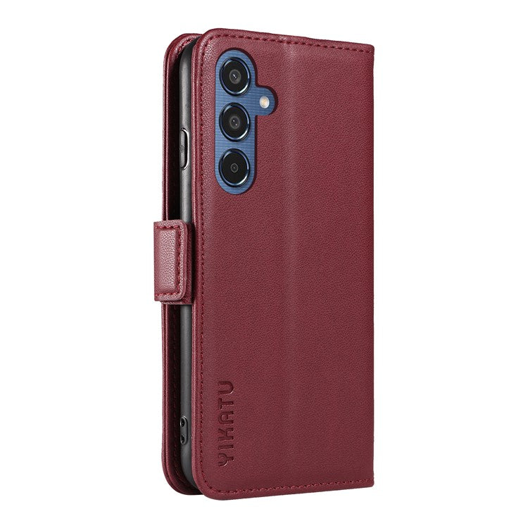 YIKATU YK-003 For Samsung Galaxy M35 5G Case Flip Wallet Shockproof Leather Phone Cover - Wine Red