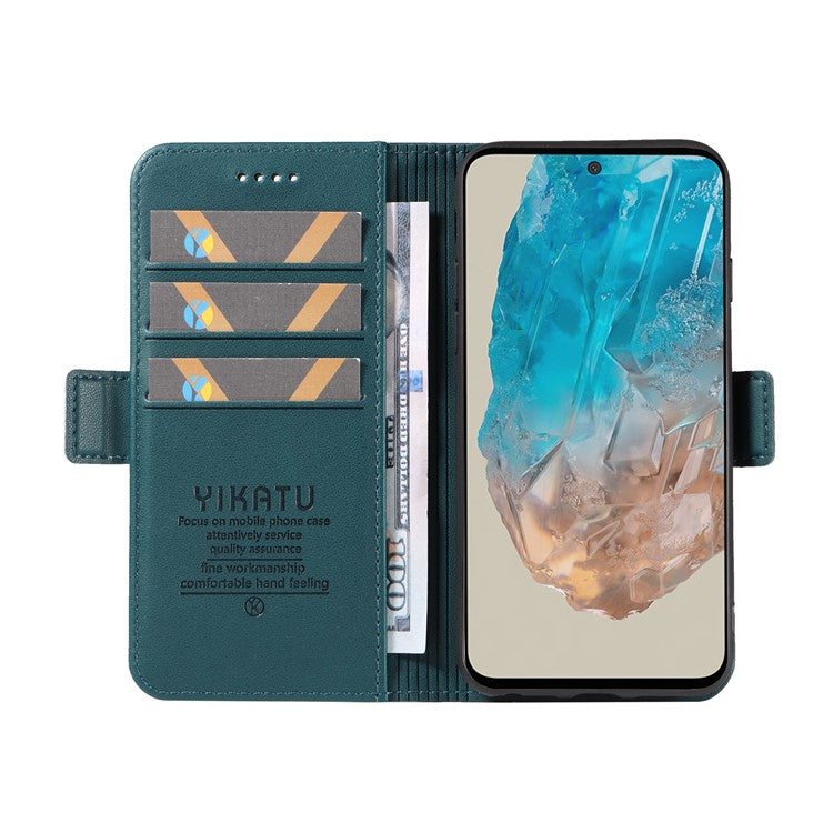 YIKATU YK-003 For Samsung Galaxy M35 5G Case Flip Wallet Shockproof Leather Phone Cover - Green