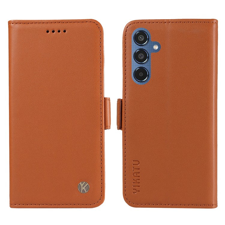 YIKATU YK-003 For Samsung Galaxy M35 5G Case Flip Wallet Shockproof Leather Phone Cover - Brown