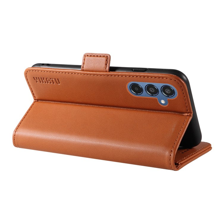 YIKATU YK-003 For Samsung Galaxy M35 5G Case Flip Wallet Shockproof Leather Phone Cover - Brown