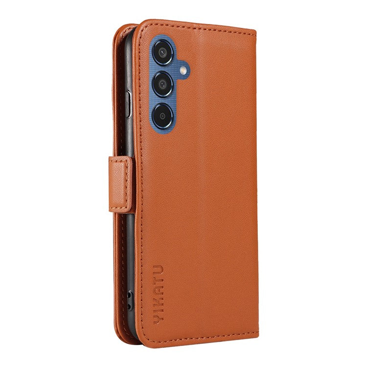 YIKATU YK-003 For Samsung Galaxy M35 5G Case Flip Wallet Shockproof Leather Phone Cover - Brown