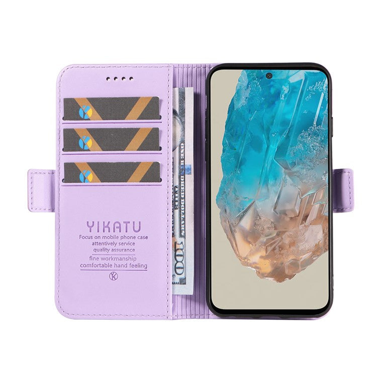 YIKATU YK-003 For Samsung Galaxy M35 5G Case Flip Wallet Shockproof Leather Phone Cover - Light Purple