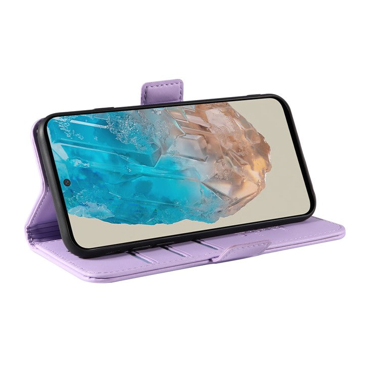 YIKATU YK-003 For Samsung Galaxy M35 5G Case Flip Wallet Shockproof Leather Phone Cover - Light Purple