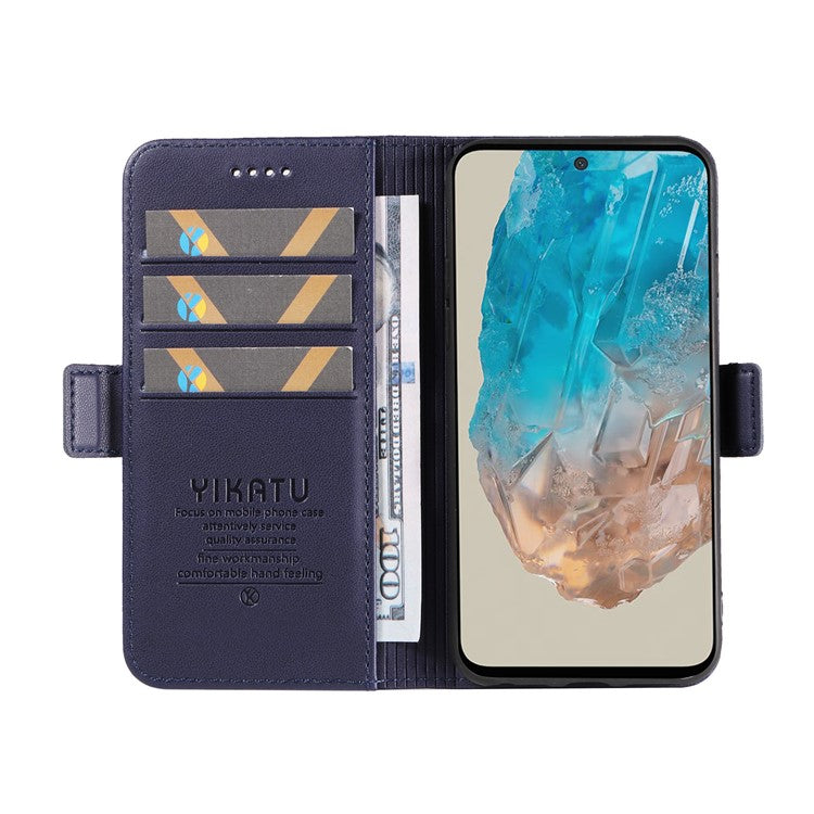 YIKATU YK-003 For Samsung Galaxy M35 5G Case Flip Wallet Shockproof Leather Phone Cover - Sapphire