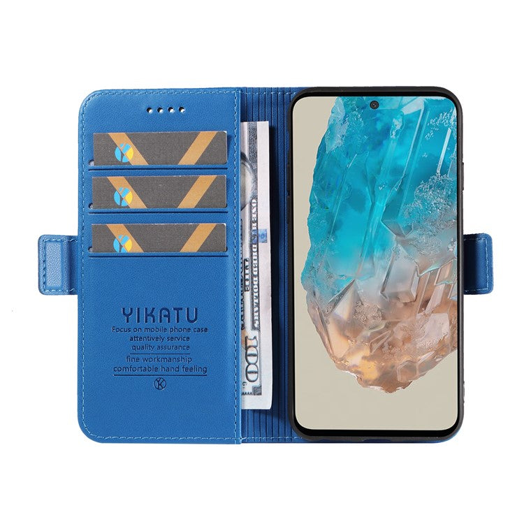 YIKATU YK-003 For Samsung Galaxy M35 5G Case Flip Wallet Shockproof Leather Phone Cover - Sky Blue