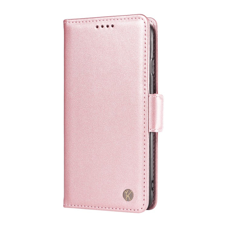 YIKATU YK-003 For Oppo Reno12 F 4G Case Wallet Leather Phone Cover Sided-Magnetic Clasp - Rose Gold