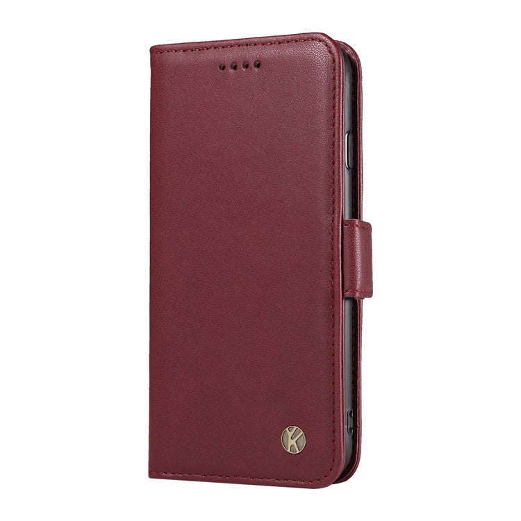 YIKATU YK-003 For Oppo Reno12 F 4G Case Wallet Leather Phone Cover Sided-Magnetic Clasp - Wine Red