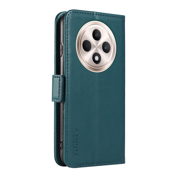 YIKATU YK-003 For Oppo Reno12 F 4G Case Wallet Leather Phone Cover Sided-Magnetic Clasp - Green
