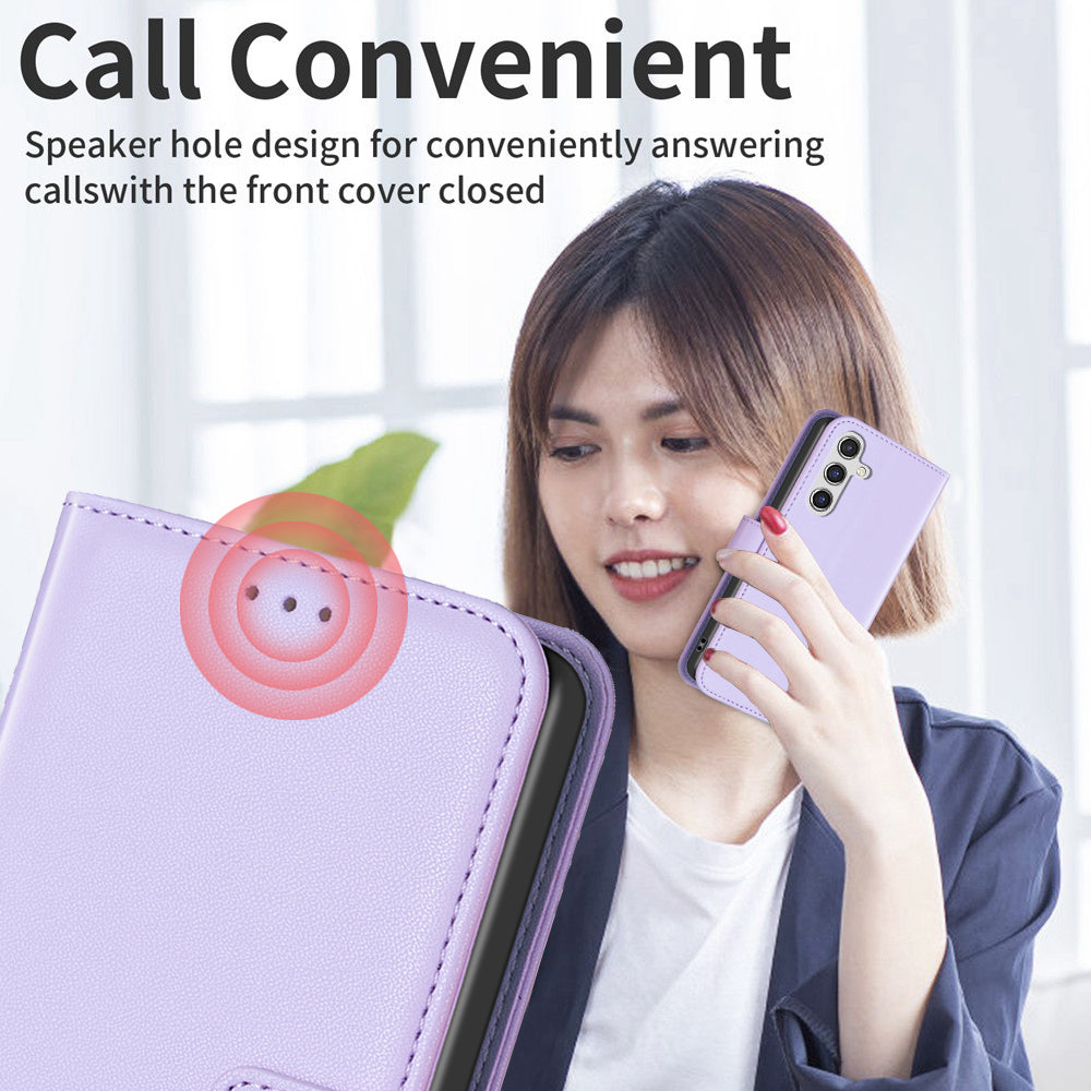 BINFEN COLOR BF17 For Samsung Galaxy A16 5G / A16 4G Leather Case 3 Card Slots Wallet Phone Cover - Purple