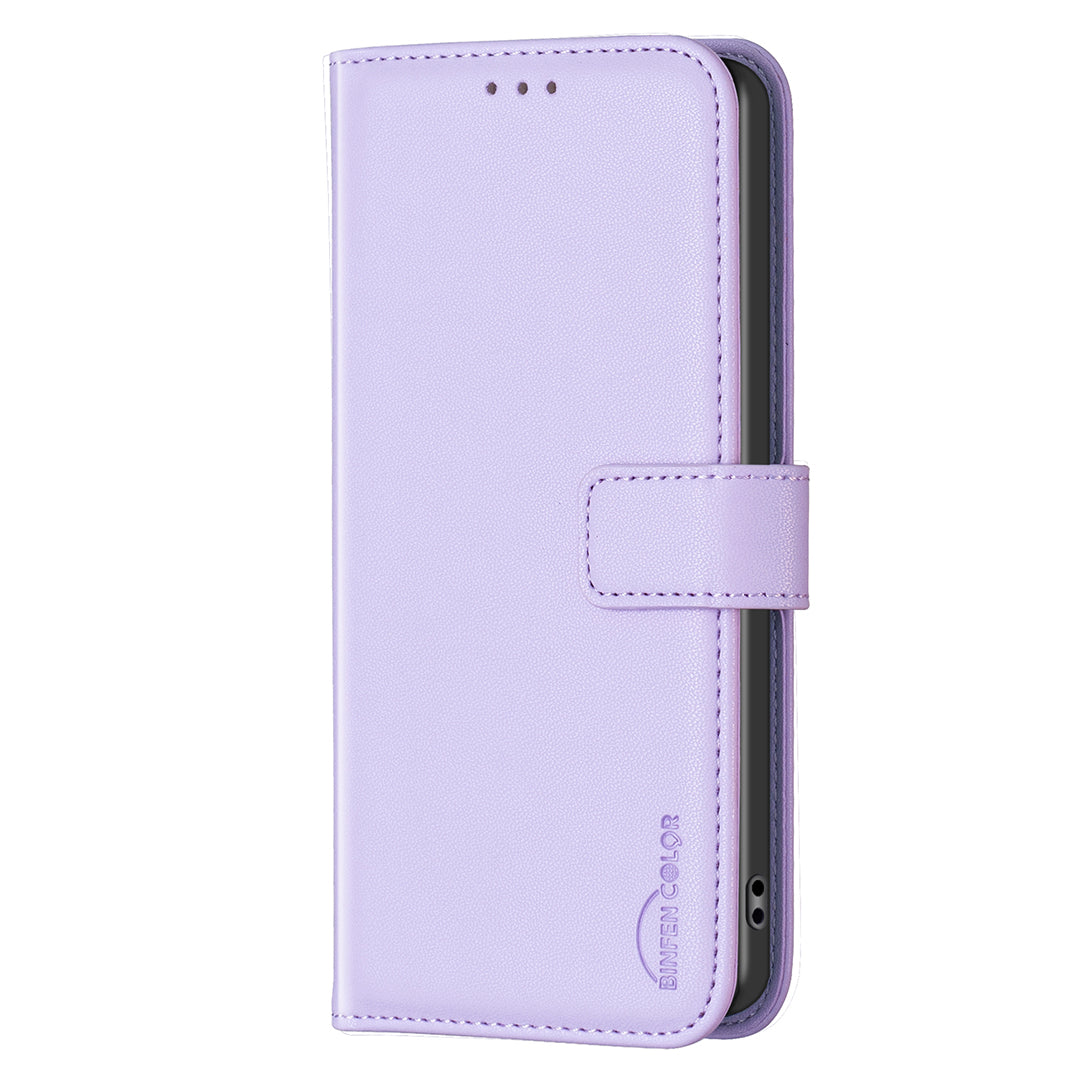 BINFEN COLOR BF17 For Samsung Galaxy A16 5G / A16 4G Leather Case 3 Card Slots Wallet Phone Cover - Purple