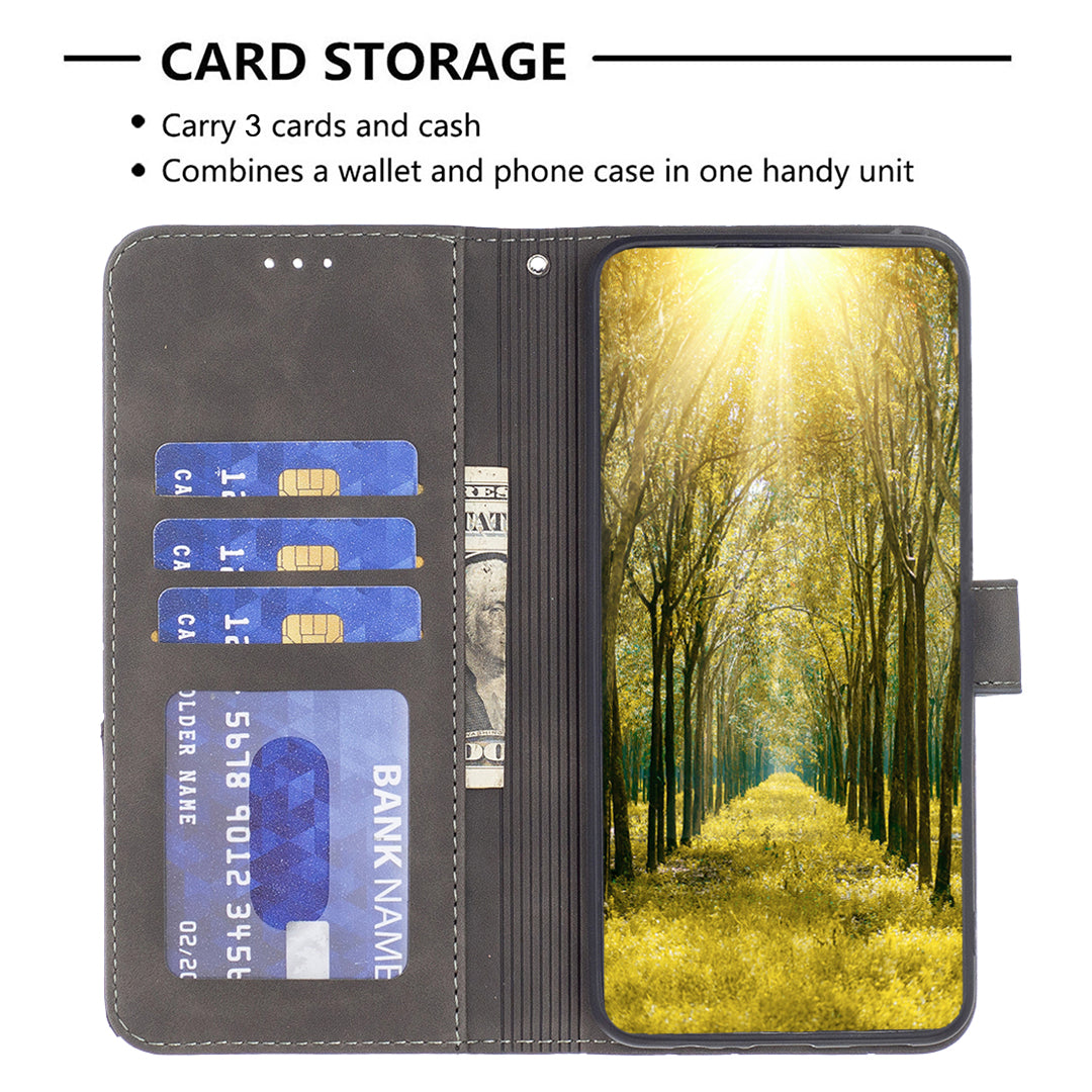 BINFEN COLOR BF05 For Samsung Galaxy A16 5G / A16 4G Case Geometry Line PU Leather Phone Cover - Grey