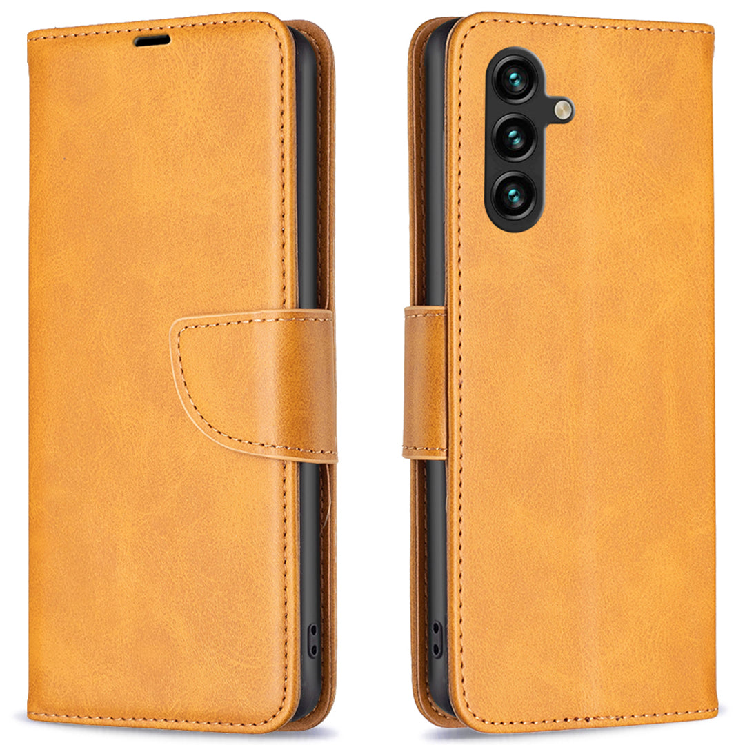 For Samsung Galaxy A16 5G / A16 4G Case Shockproof PU Leather Cover with Wallet Card Slots - Yellow