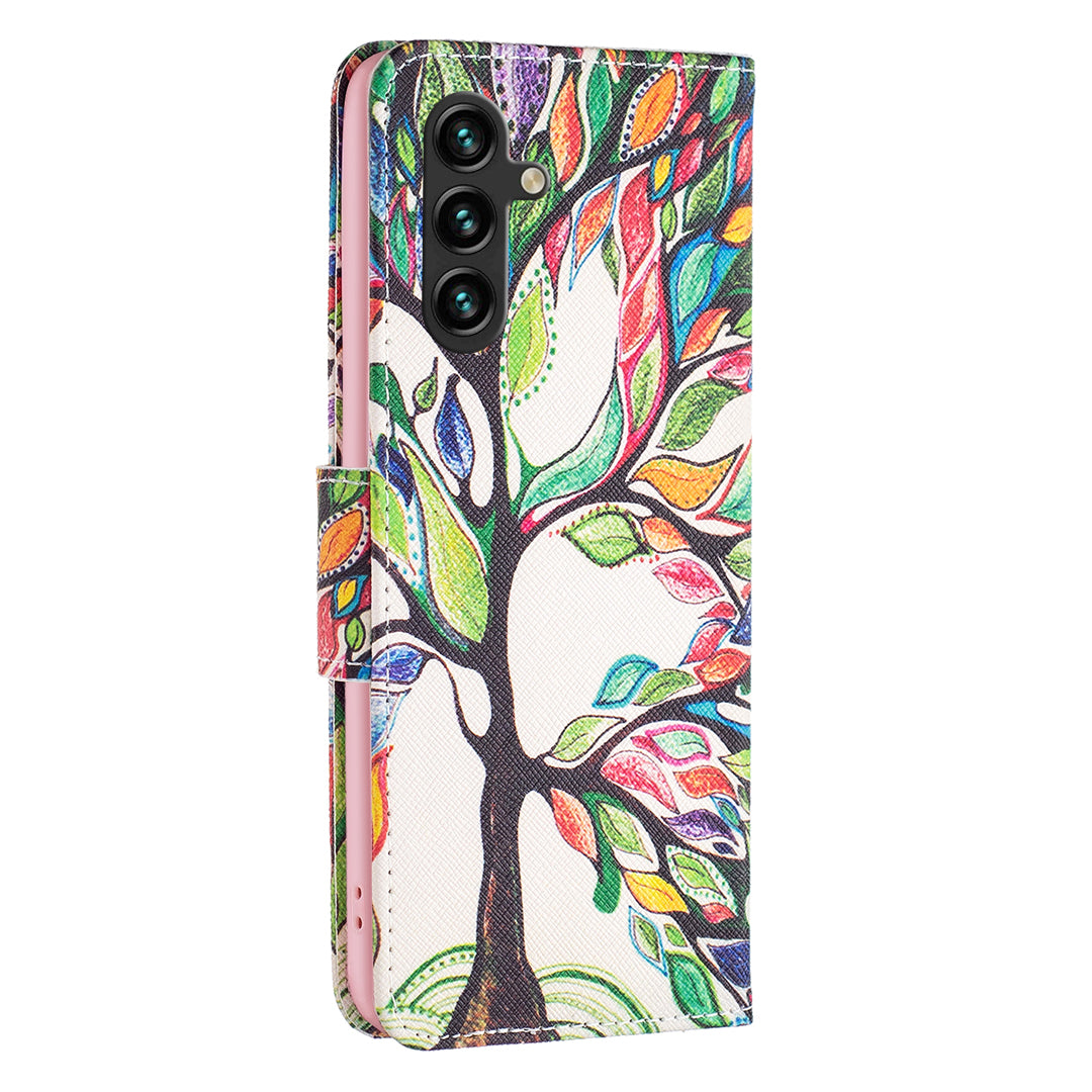 For Samsung Galaxy A16 5G / A16 4G Wallet Case Pattern Print Phone Leather Cover - Life Tree