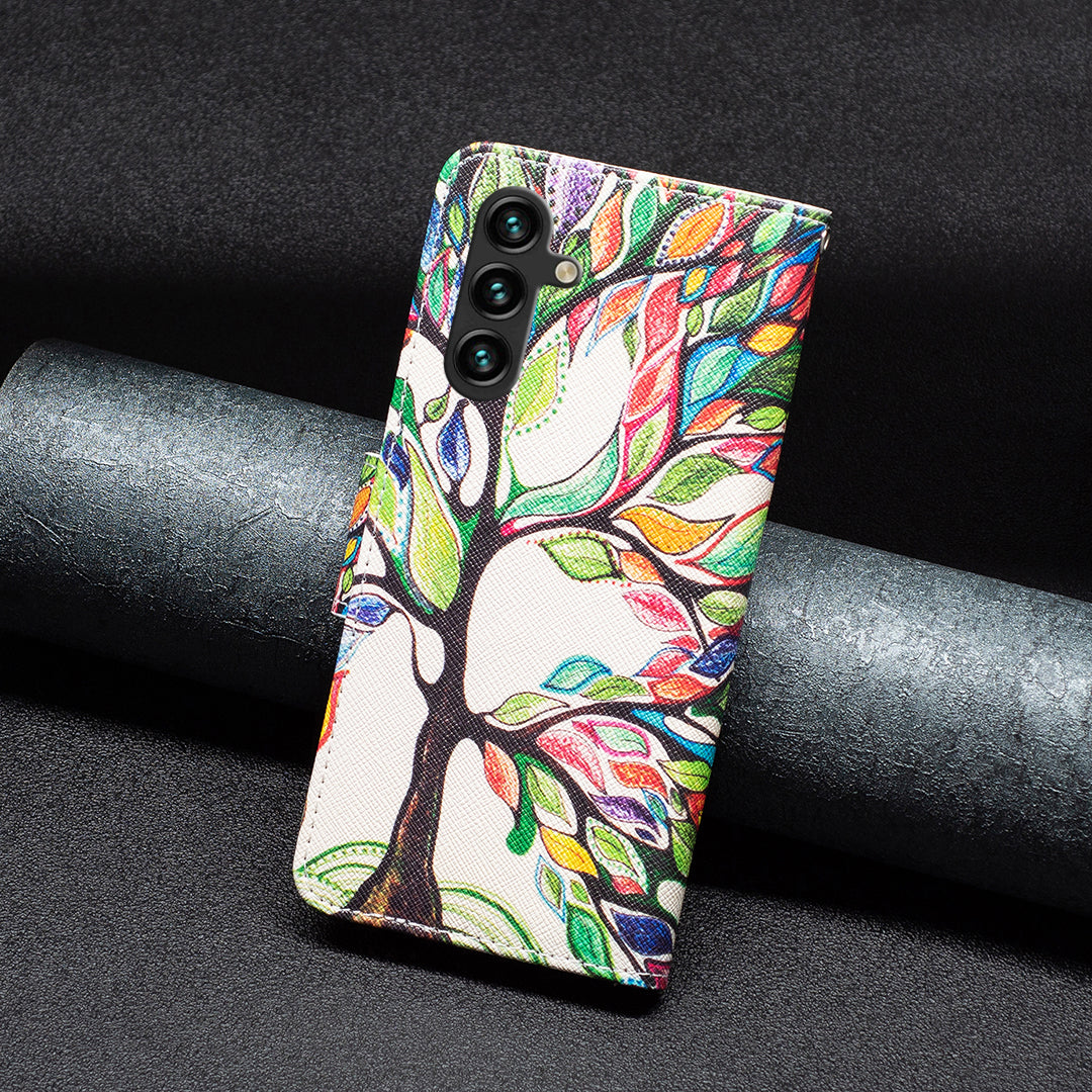 For Samsung Galaxy A16 5G / A16 4G Wallet Case Pattern Print Phone Leather Cover - Life Tree