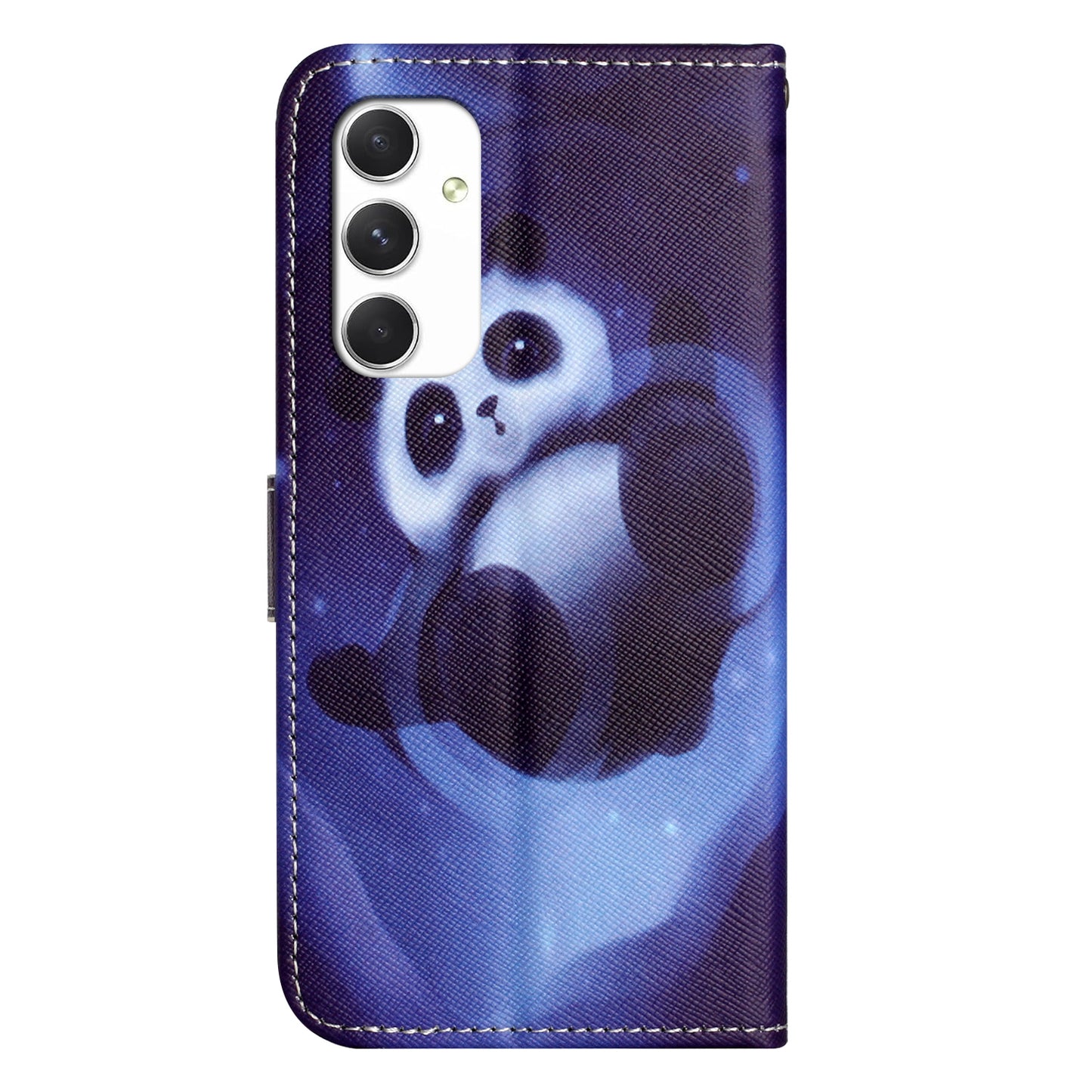 For Samsung Galaxy A16 5G / A16 4G Case Pattern Print PU Leather Wallet Phone Cover Cross Texture - Panda
