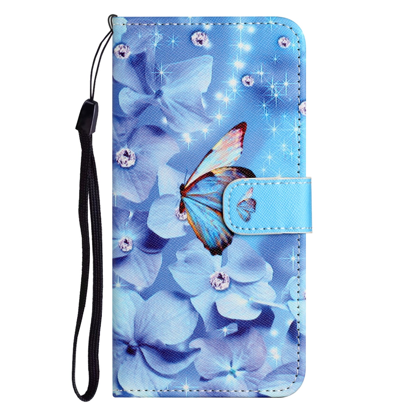For Samsung Galaxy A16 5G / A16 4G Case Pattern Print PU Leather Wallet Phone Cover Cross Texture - Flower and Butterfly